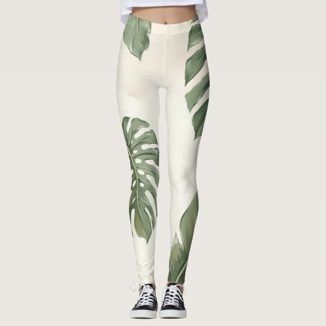 Tropical Escape Leggings – Monstera Leaf Yoga Hose (Vorderseite)