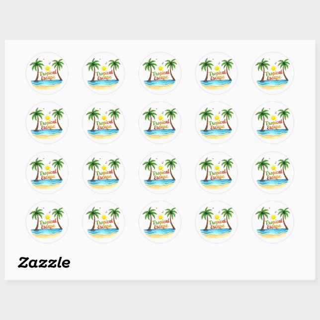 Tropical Escape Palm Beach Sticker (Blatt)