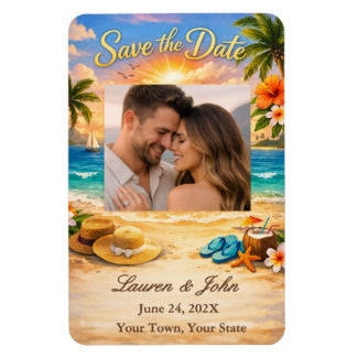 Tropical Eternity Photo Save Date Wedding Magnet