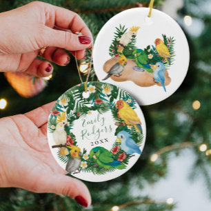 Tropical Exotic Baby Wild Parrots Baby Shower Squa Keramik Ornament