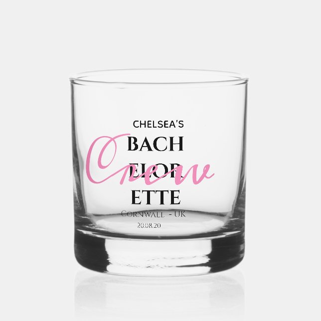 Tropical Exotic Palm Bachelorette Crew Party Whiskyglas (Vorderseite)