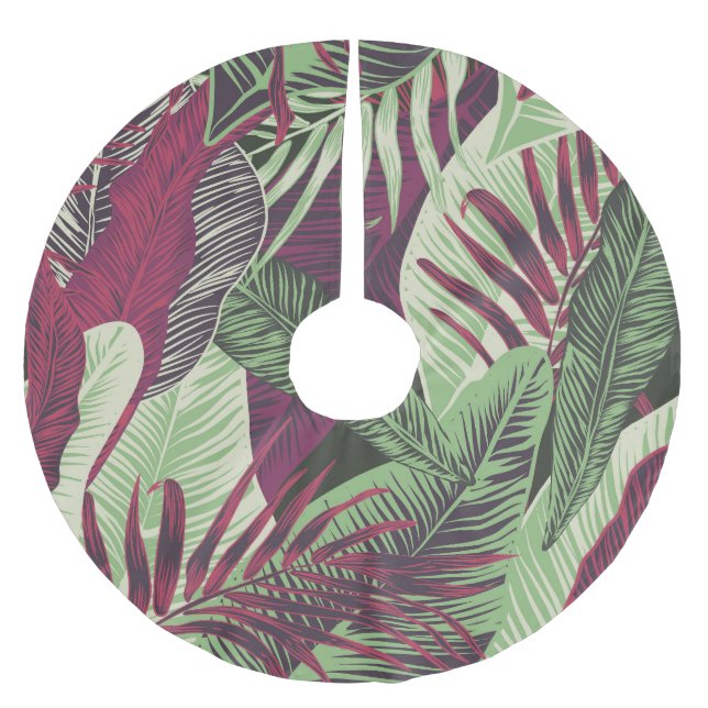 Tropical Exotic: Trendy Green Seamless Polyester Weihnachtsbaumdecke (Vorderseite)