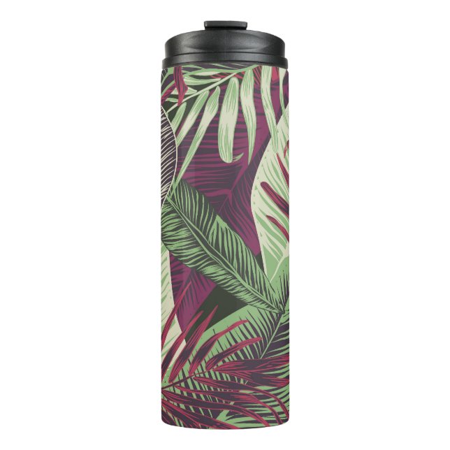 Tropical Exotic: Trendy Green Seamless Thermosbecher (Vorderseite)