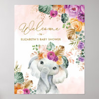 Tropical Fall Floral Elephant Baby Dusche Willkomm