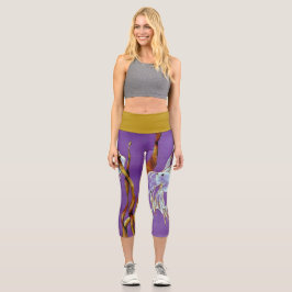 Tropical Fantail Fish Watercolor  Capri Leggings