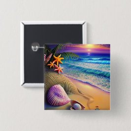 Tropical Fantasy Beach Sunset Button