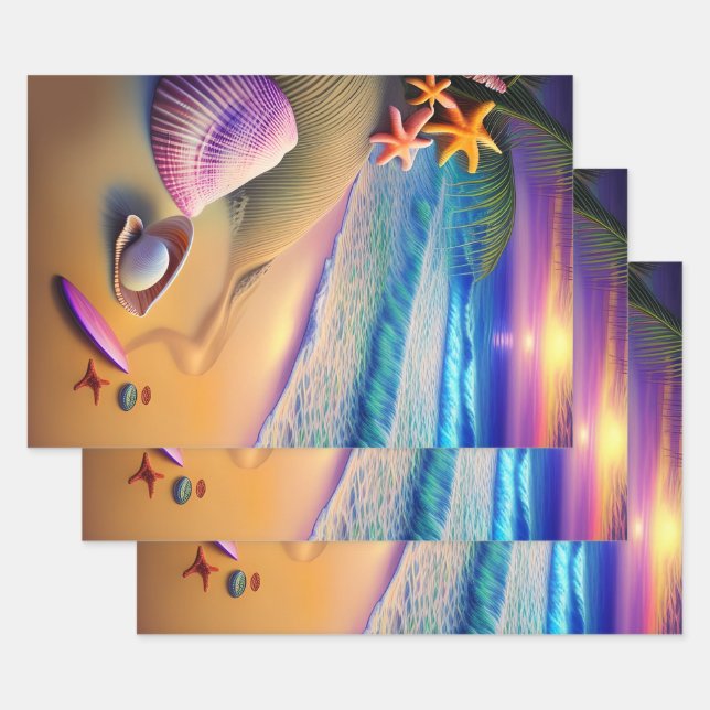 Tropical Fantasy Beach Sunset Geschenkpapier Set (Set)