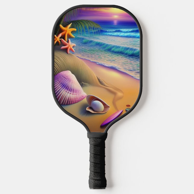 Tropical Fantasy Beach Sunset Pickleball Schläger (Vorderseite)