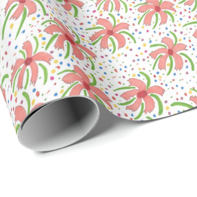 Tropical Fiesta Blume Geschenkpapier (Rolleneckpunkt)