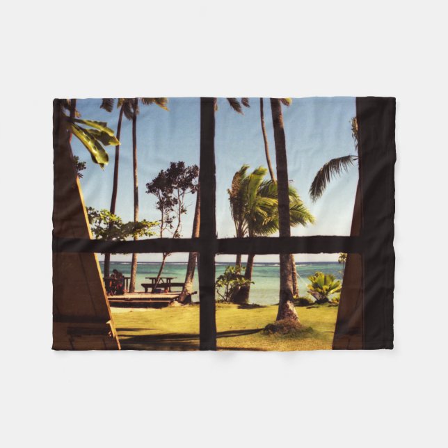 Tropical Fiji Beach Scene fbcna Fleecedecke (Vorderseite (Horizontal))