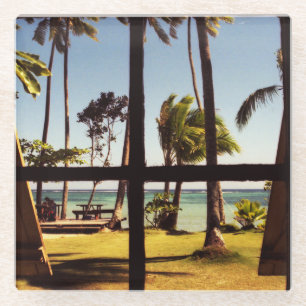 Tropical Fiji Beach Scene Küste Glasuntersetzer