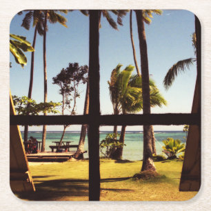 Tropical Fiji Beach Scene Küste Rechteckiger Pappuntersetzer