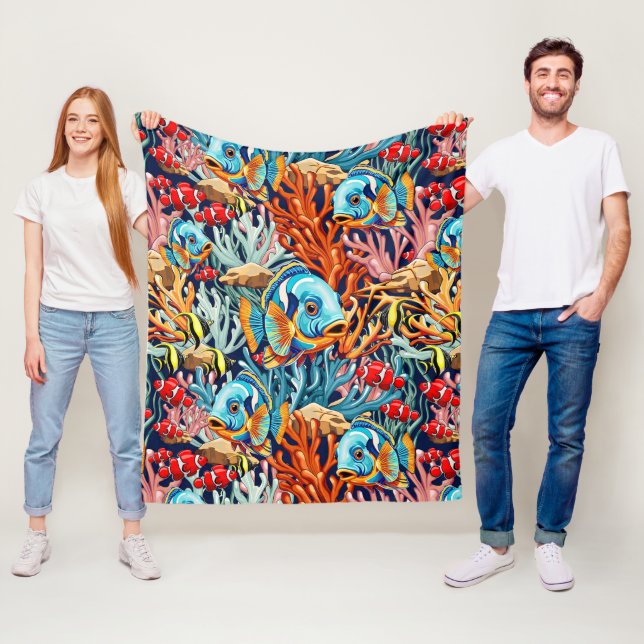 Tropical Fish Colorful Summer Vibes Fleecedecke (Beispiel)