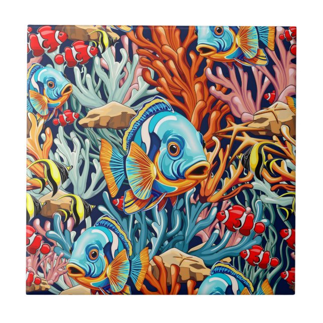 Tropical Fish Colorful Summer Vibes Fliese (Vorderseite)