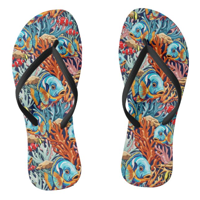 Tropical Fish Colorful Summer Vibes Flip Flops (Fußbett)