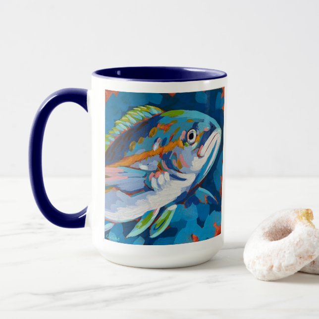 Tropical Fish Painting - Beach Home Decor Tasse (Mit Donut)