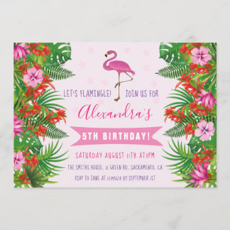 Tropical Flamingo 5. Geburtstagsparty Einladung