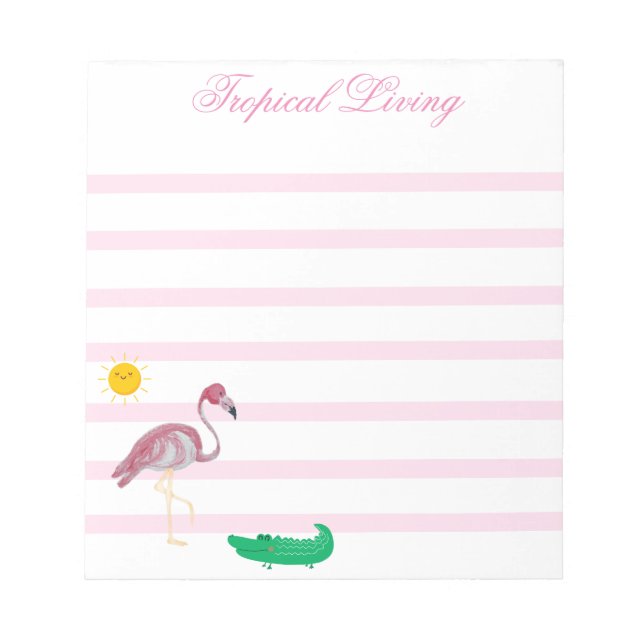 Tropical Flamingo Alligator Sun Notepad Notizblock (Vorderseite)