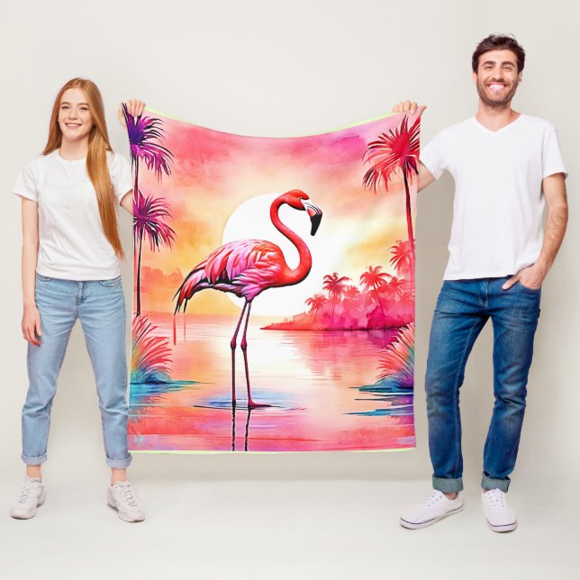 Tropical Flamingo Art Fleecedecke (Beispiel)