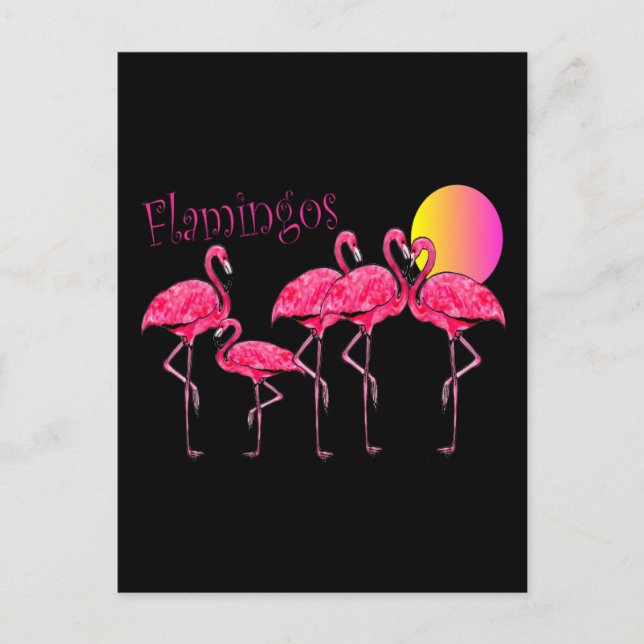 Tropical Flamingo Art Geschenke Postkarte (Vorderseite)