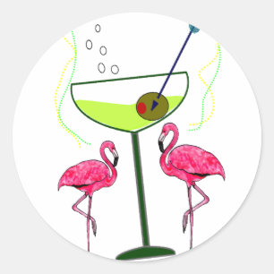 Tropical Flamingo Art Geschenke Runder Aufkleber