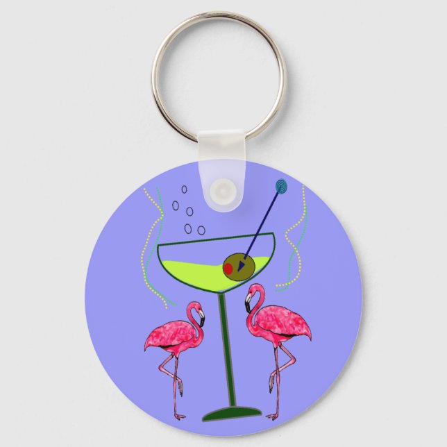 Tropical Flamingo Art Geschenke Schlüsselanhänger (Vorderseite)