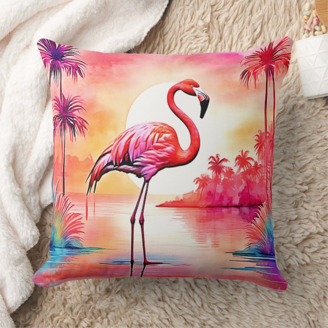 Tropical Flamingo Art Kissen (Decke)