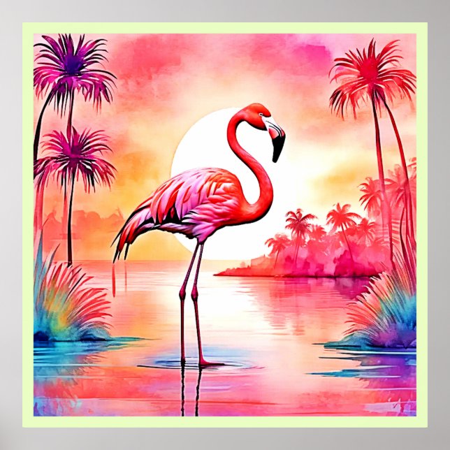 Tropical Flamingo Art Poster (Vorne)