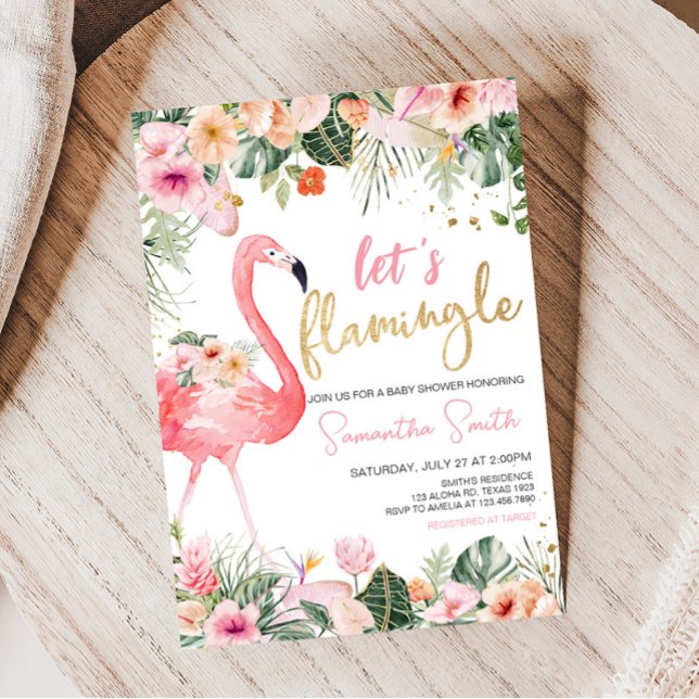 Tropical Flamingo Baby Dusche Einladung (Floral Flamingle Baby Shower Invitation)