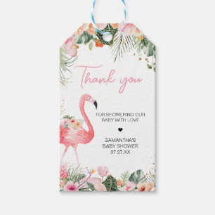 Tropical Flamingo Baby Shower Fevor Tags Geschenkanhänger