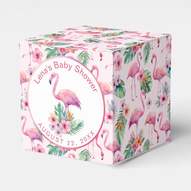 Tropical Flamingo Baby Shower Gefallen Geschenkbox Geschenkschachtel (Vorderseite)