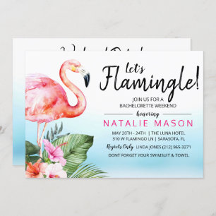 Tropical Flamingo Bachelorette Wochenende Einladun Einladung