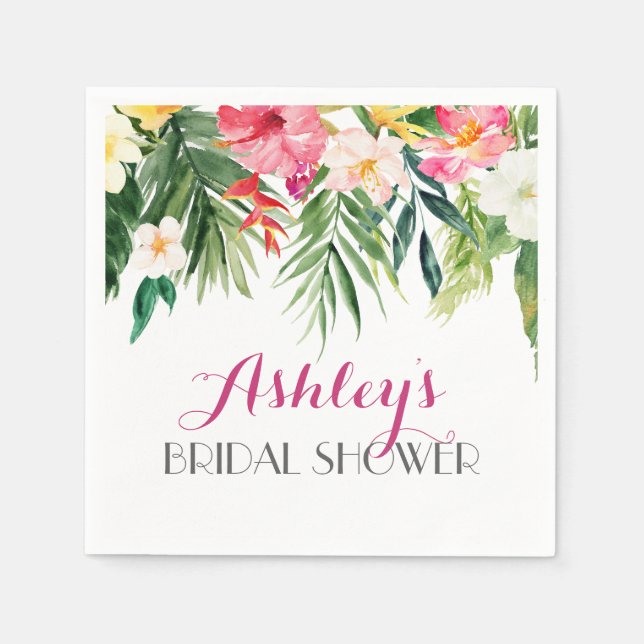 Tropical Flamingo Beautiful Floral Napkins gelb Serviette (Vorderseite)