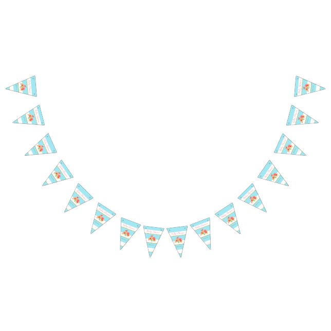 Tropical Flamingo Blue Stripe Baby Dusche Wimpelkette (Alle)