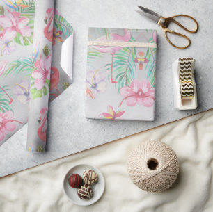 Tropical Flamingo Botanical Baby Dusche Geschenkpapier