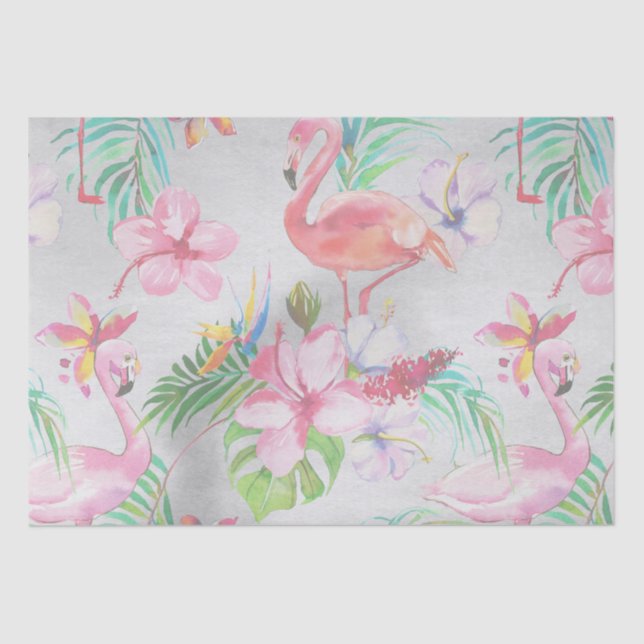 Tropical Flamingo Botanical Baby Dusche Seidenpapier (Vorderseite)