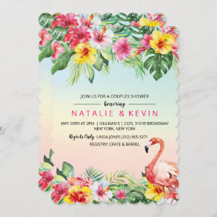 Tropical Flamingo Couples Dusche Einladung
