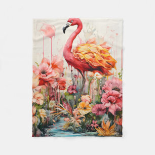 Tropical Flamingo Fantasy Paradise Bloom Fleecedecke