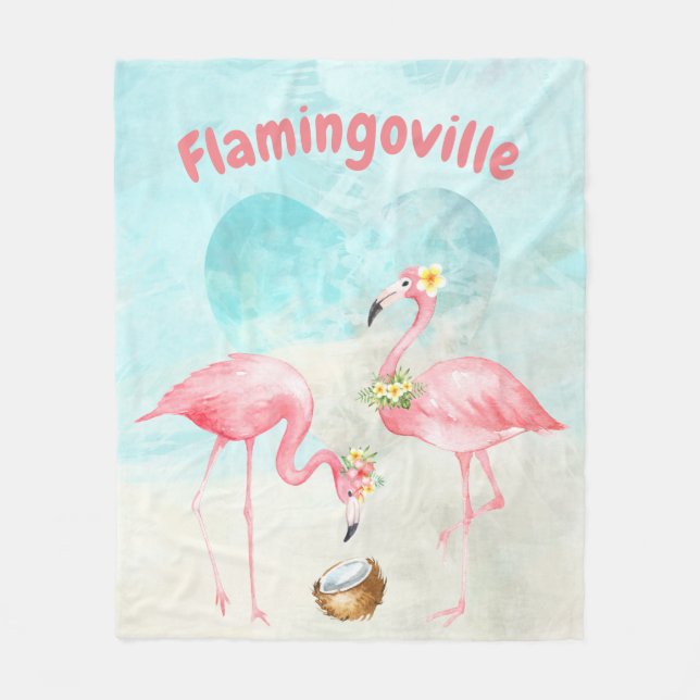 Tropical Flamingo Fleece Blanket (Vorderseite)