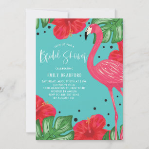 Tropical Flamingo Floral Bridal Dusche Einladung