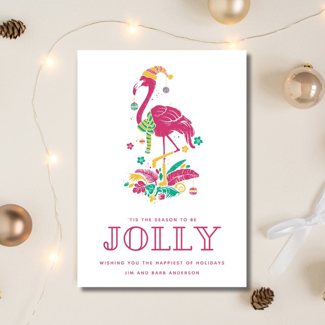 Tropical Flamingo Florida Beach Weihnachten (Tropical Flamingo Florida Beach Christmas Holiday Card)