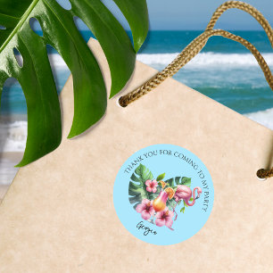 Tropical Flamingo Geburtstagsparty Danke Runder Aufkleber