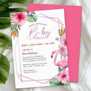 Tropical Flamingo Girl Babydusche Einladung