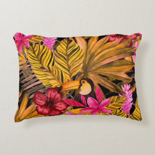 Tropical Flamingo: Hibiskus Summer Pattern Dekokissen