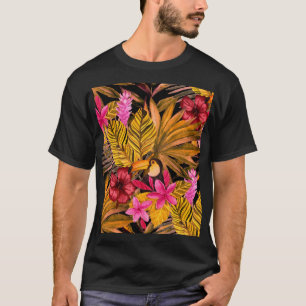 Tropical Flamingo: Hibiskus Summer Pattern T-Shirt