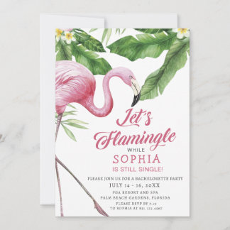 Tropical Flamingo Junggeselinnen-Abschied Einladun Einladung