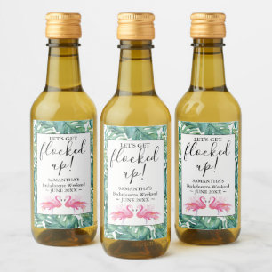 Tropical Flamingo Junggeselinnen-Abschied Weinmark Weinetikett