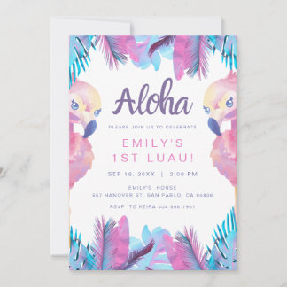 Tropical Flamingo Luau Einladung zum ersten Geburt