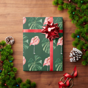 Tropical Flamingo & Monstera Leaf Grüngeschenk Geschenkpapier
