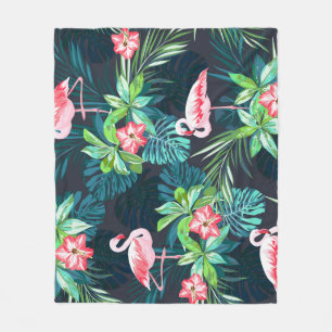 Tropical Flamingo: Muster der Blume im Sommer Fleecedecke